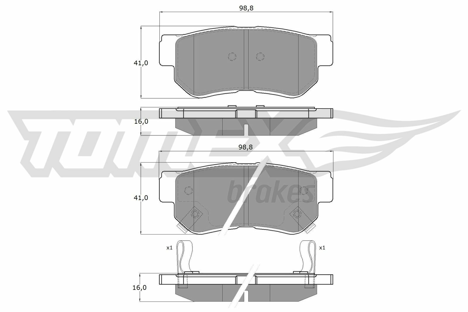 Sada brzdových destiček, kotoučová brzda TOMEX Brakes